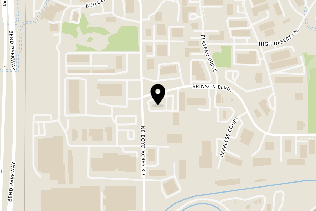 Map showing the location of The Cross-Eyed Cricket Watering Hole on 20565 NE Brinson Blvd in Bend